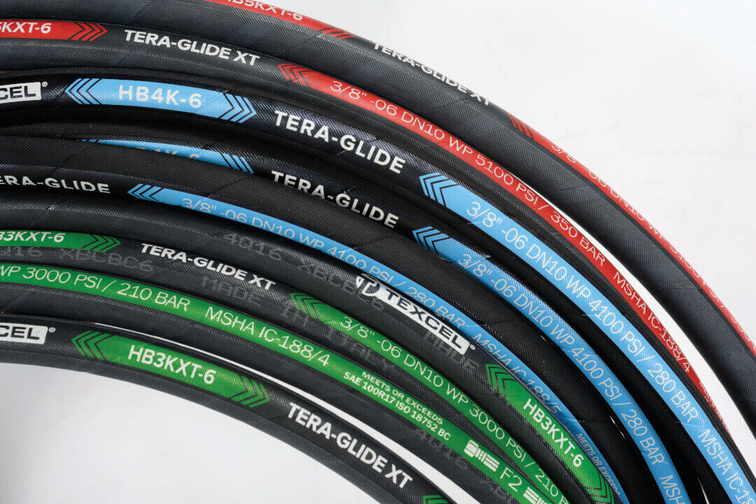 Coils of hydraulic hose
